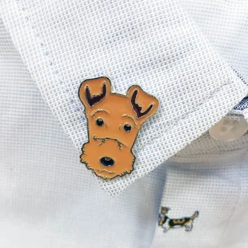 Сладък домашен любимец куче сплав брошки прекрасен животински форма емайл метални брошки жени детска риза яка щифтове чанти значка аксесоари