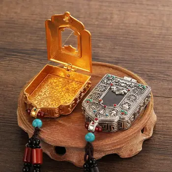 Сребърно/златно покритие будистки доставчици сплав метал Surangama сутра играе перли украсяват изящни Gawu кутия тибетски висулка