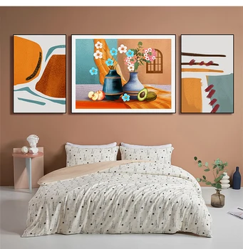 Стенно изкуство Canvas Абстрактна ботаническа живопис Пасторална маргаритка котка плакат хол модерен картина щампи спалня декорация на дома