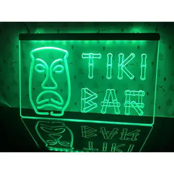 Тики бар бамбук дисплей маска LED неонов знак-3D дърворезба стена изкуство за дома, стая, спалня, офис, селска къща декор
