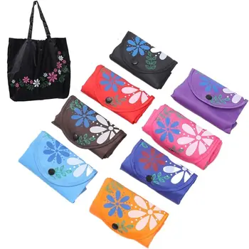 Цветна флорална чанта Сгъваема случайна пазарска чанта Голям капацитет екологична торбичка за многократна употреба Преносими чанти за съхранение на носители
