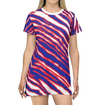 Цветни зебра модел рокли за жени O врата къс ръкав случайни хлабав лятото плюс размер 3D шарени печат T риза къса рокля