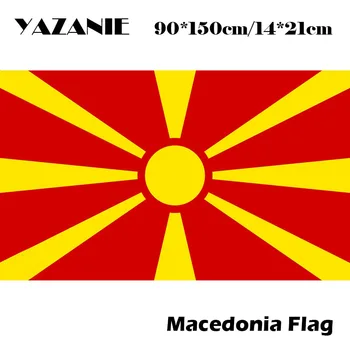 ЯЗАНИЕ 90x150cm Македония флаг банер безплатна доставка 3 * 5FT висящи национален флаг за парти събитие празник голям обичай флаг